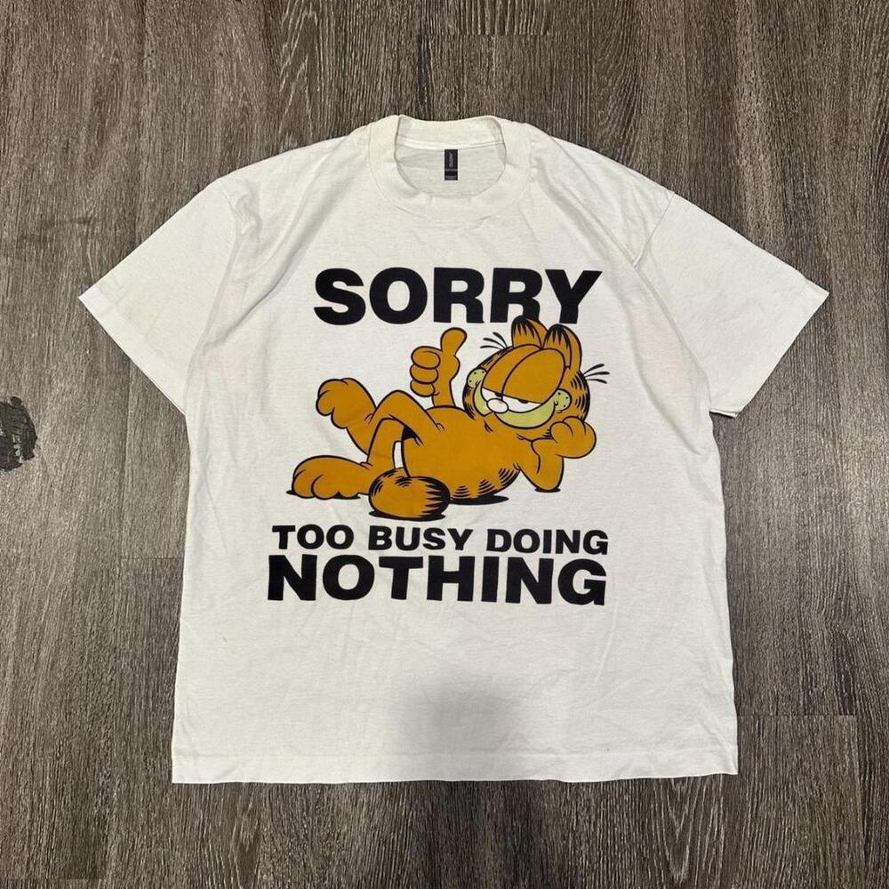 White Garfield Cotton T Shirt
